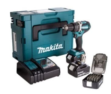 DDF484RTN Akku-Bohrmaschine 18V 6.0 AH Li-ion + 31-teiliges Bit-Set
