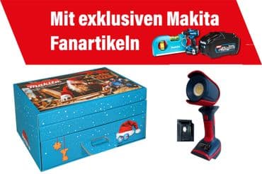 Makita Adventskalender 2025 + Echter Werkzeugfan LED Akku-Handlampe 18V inkl. Makita Adapter
