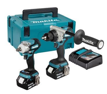 Makita Akku-Kombo-Kit DLX2588GJ: 18V,  DDF492Z + DTW300Z, 2x 6,0 Ah und Ladegerät im MAKPAC