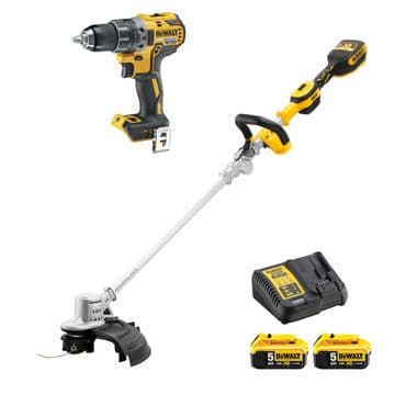 DeWALT Garten-Set DCMST561DCD: Akku-Rasentrimmer DCMST561N und Akku-Bohrsschrauber DCD791 2x 5,0 Ah Akku + Ladegerät