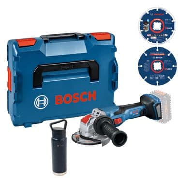 Bosch Akku-Winkelschleifer-Elektriker-Set GWX 18V-15 C BITURBO mit X-LOCK Trennscheiben + Isolierflasche