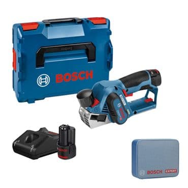 Bosch Akku-Hobel GHO 12V-20 mit 2x 3,0 Ah Akkus + Ladegerät in L-Boxx Gr. 2 &amp;amp; JBL Box