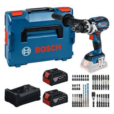 Bosch Akku-Schlagbohrschrauber GSB 18V-110 C, 2x 5,0 Ah und Ladegerät + Bit-Set in L-BOXX
